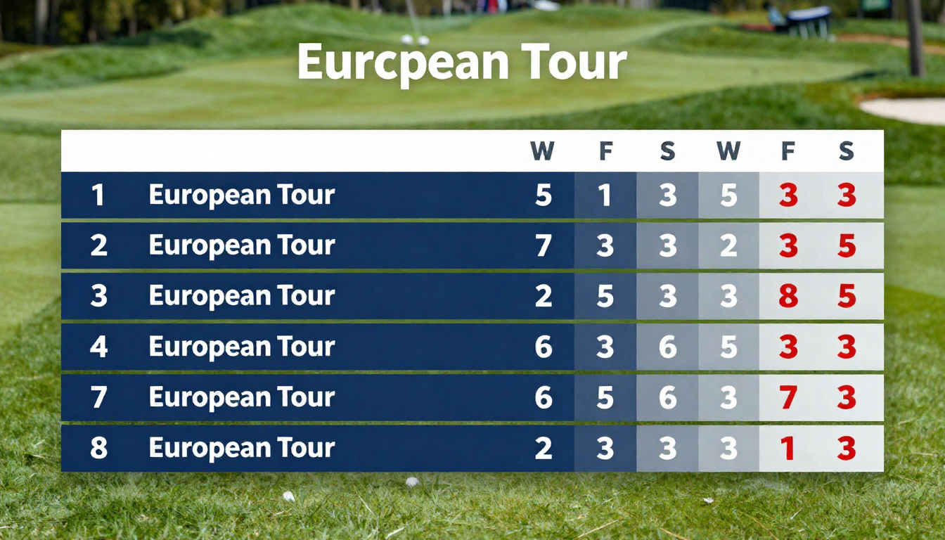 europatouren golf herrar leaderboard